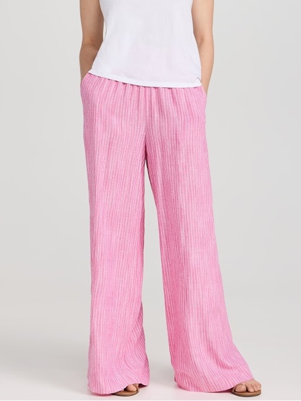 Splendid Gray Linen Blend Wide Leg Pull On Pants Trouser Minimalist Neutral M - Picture 5 of 10